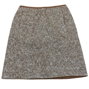 Lafayette 148 New York Women's 4 Brown‎ Herringbone Wool Blend A-Line Work Skirt